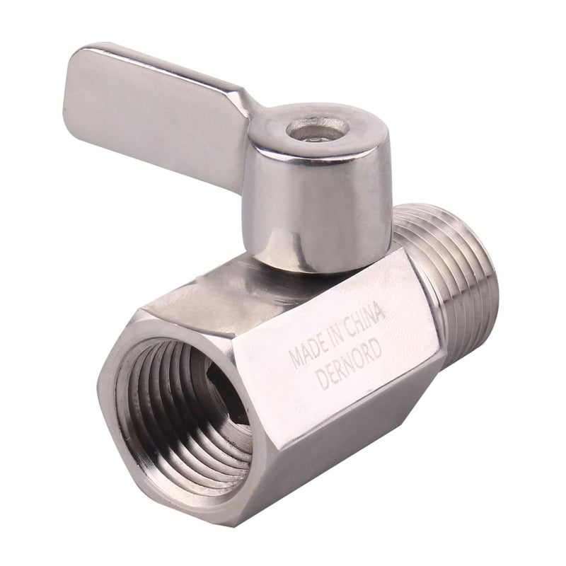 DERNORD 1/2" Stainless Mini Ball Valve Female x Male NPT Thread with Stainless Steel Handle Pack of 2 - Image 4